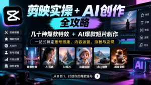 剪映实操+AI创作全攻略|几十种爆款特效+AI爆款短片制作,一站式搞定账号搭建、内容运营、涨粉与变现| 鹿鸣网创
