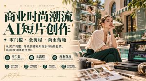 商业时尚潮流AI短片创作｜零门槛・全流程・商业落地，从资产构建、分镜创作到AI音乐与后期包装，直接教你商业落地！| 鹿鸣网创