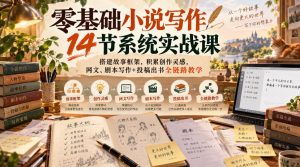 零基础小说写作14节系统实战课，搭建故事框架，积累创作灵感，网文、剧本写作+投稿出书全链路教学| 鹿鸣网创