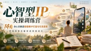 心智型IP实操训练营｜14天身心灵赛道短视频IP打造与引流变现，把短视频流量变成持续成交| 鹿鸣网创