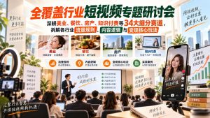 短视频专题研讨会,深耕美业、餐饮、房产、知识付费等34大细分赛道,拆解各行业流量规则、内容逻辑与变现核心玩法(更新1011)| 鹿鸣网创