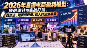 2026年直播电商盈利模型：顶层设计与实战打法，自然流、短视频连爆、达人打法全覆盖| 鹿鸣网创