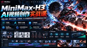 MiniMax-H3 AI视频创作实战课，掌握AI短剧、高燃打斗动画、人物表演、8-12G低显存优化与全自动视频生成工作流| 鹿鸣网创
