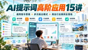 AI提示词高阶应用15讲|通用指令思维+多元输出模式+商业行业案例全落地| 鹿鸣网创